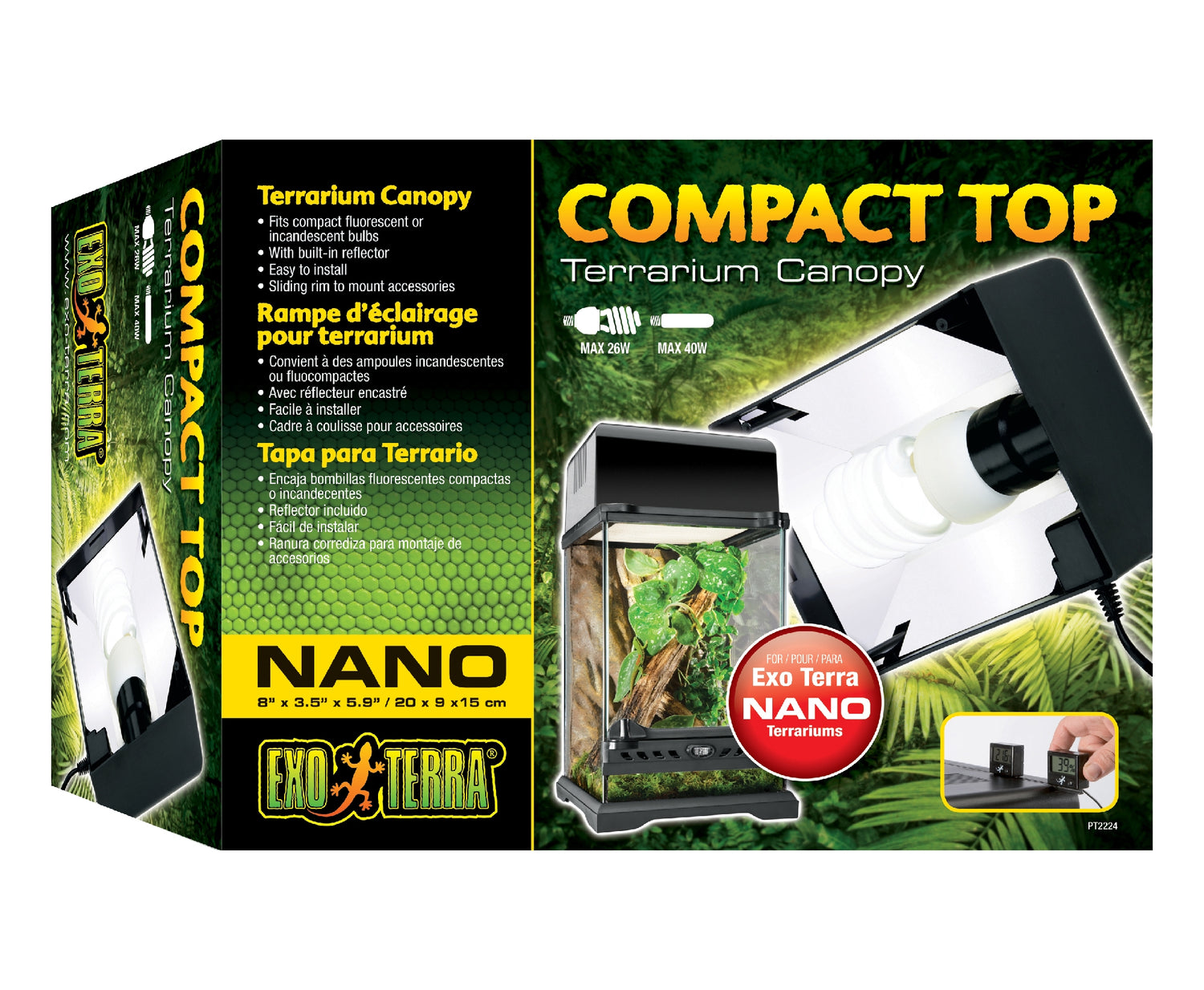 EXO TERRA NATURAL NANO TERRARIUM COMPACT HOOD 20 X 15