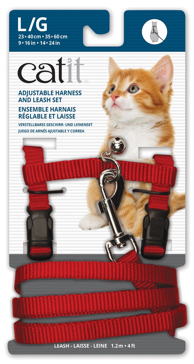 CAT IT HARNESS & LEAD RED LRG
