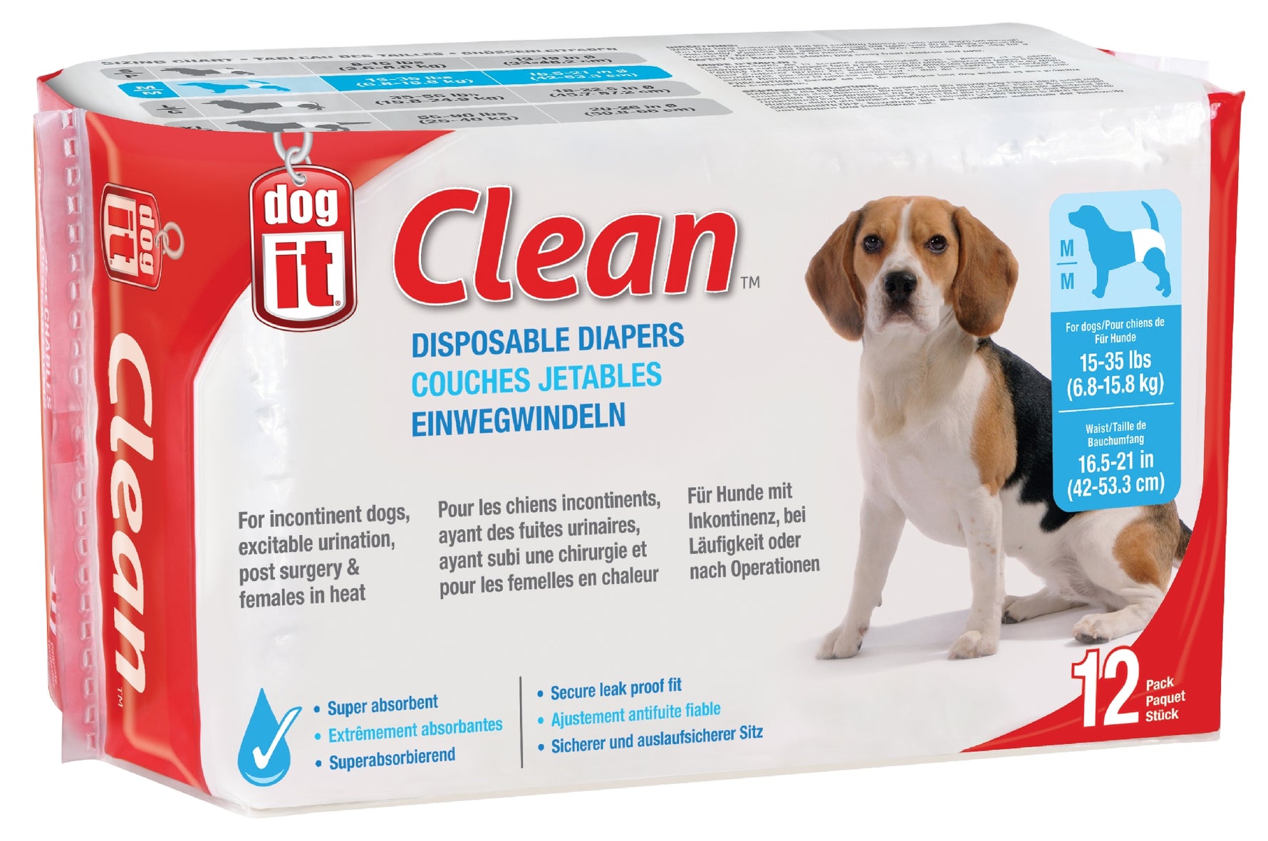 Dogit Disposable Diaper Pack of 12 [Sz:Medium]
