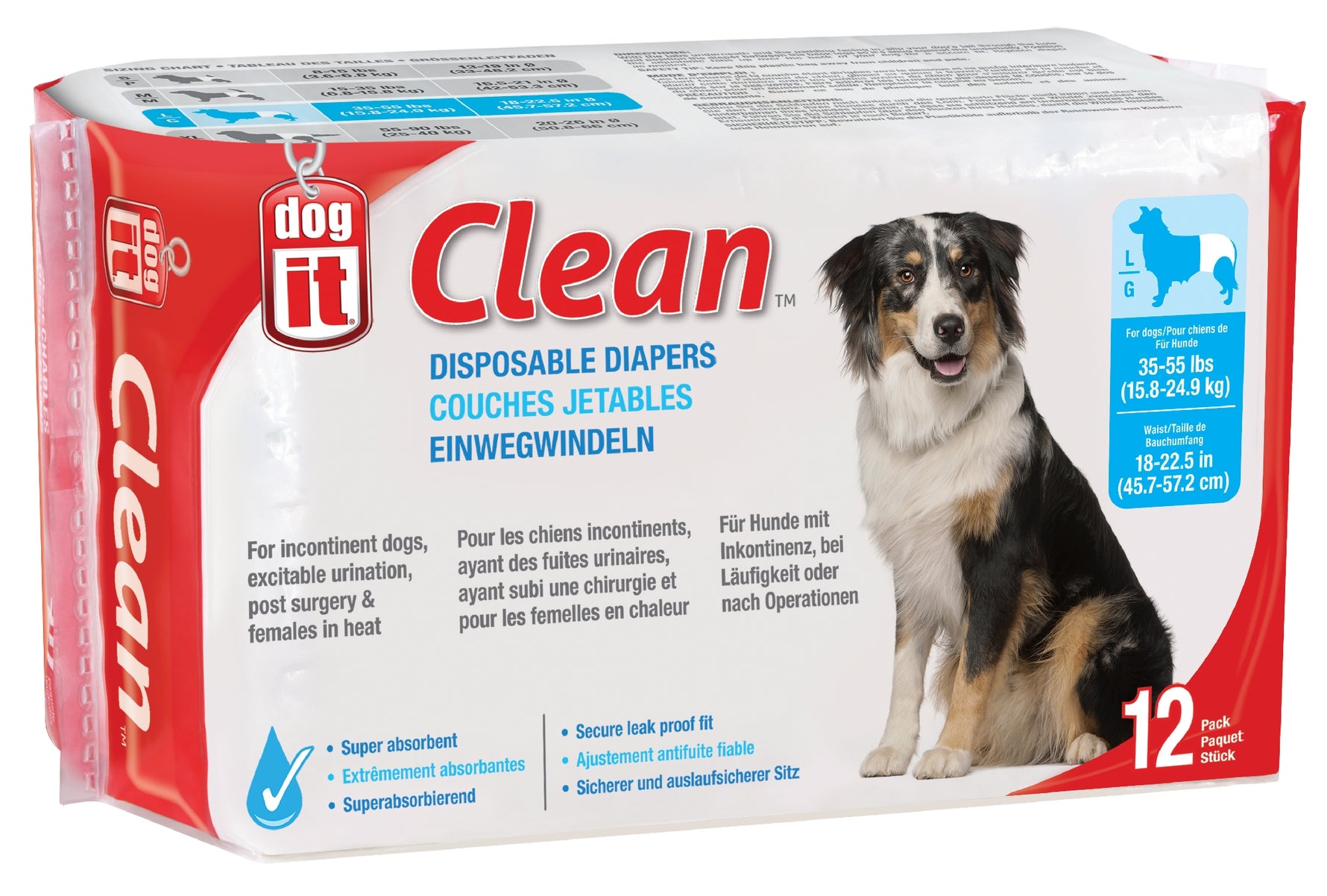 Dogit Disposable Diaper  Pack of 12 [Sz:Large]