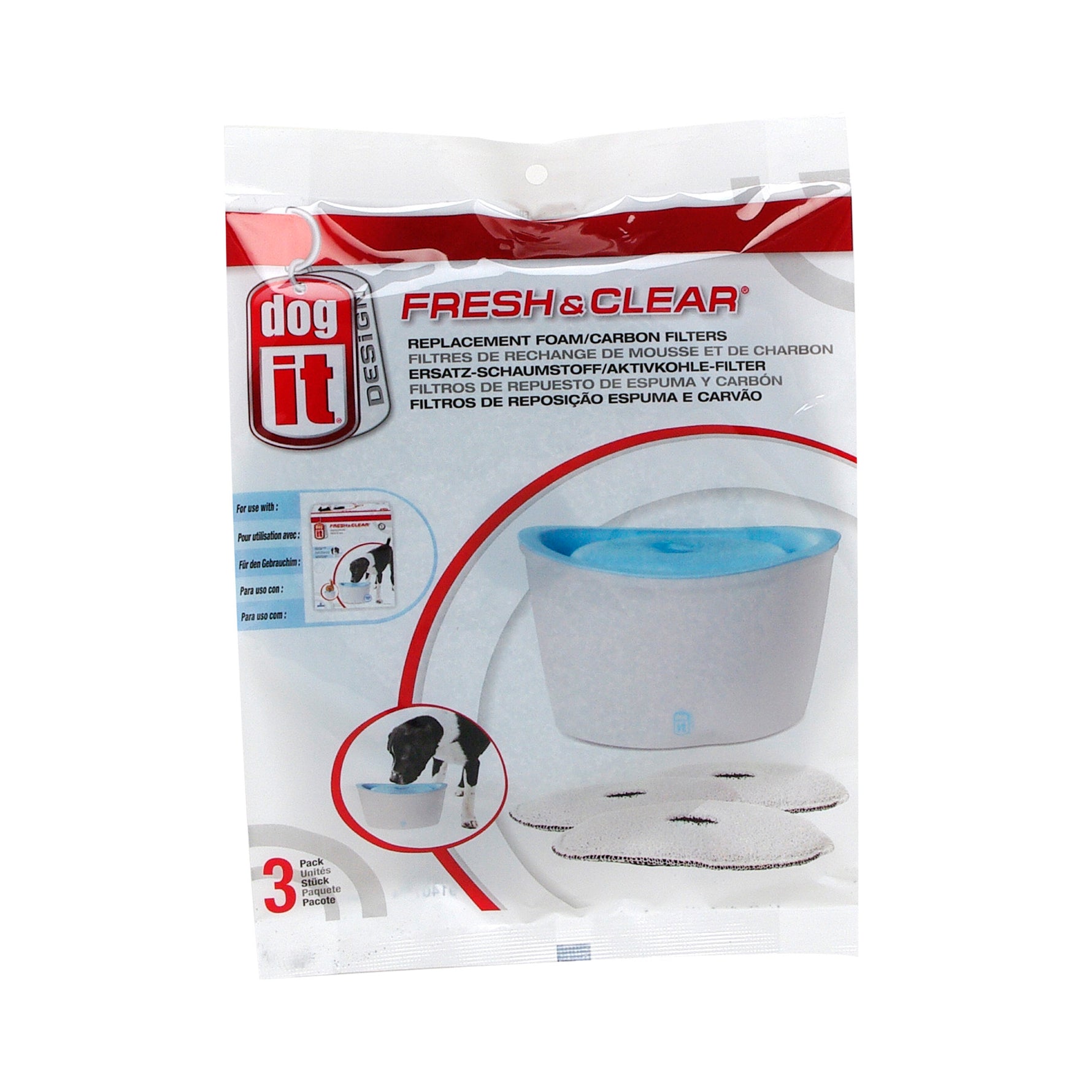 FRESH 'N CLEAR DOG DRINKING FOUNTAIN - FOAM/CARBON CARTRIDGE (3)