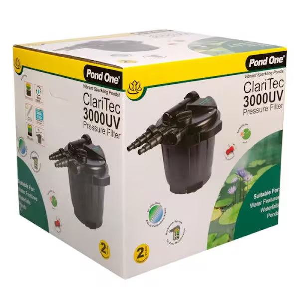 Pond One Claritec 3000Uv Pressurised Filter With 9Watt Ultra Violet Clarifier