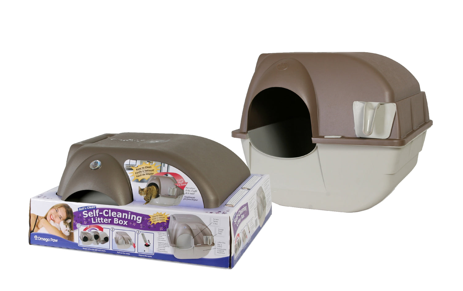 Omega Paw Roll n Clean Easy Clean Covered Cat Litter Box - Regular