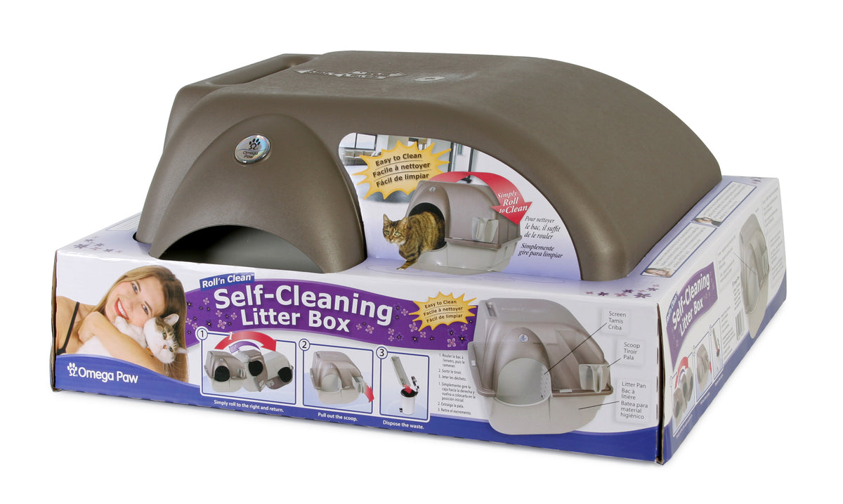 Omega Paw Roll n Clean Easy Clean Covered Cat Litter Box - Regular