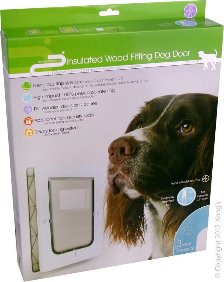 DOOR DOG WOOD INSULATED FLAP WHITE MED