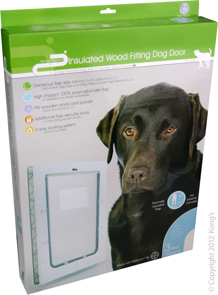 DOOR DOG WOOD INSULATED FLAP WHITE LRG