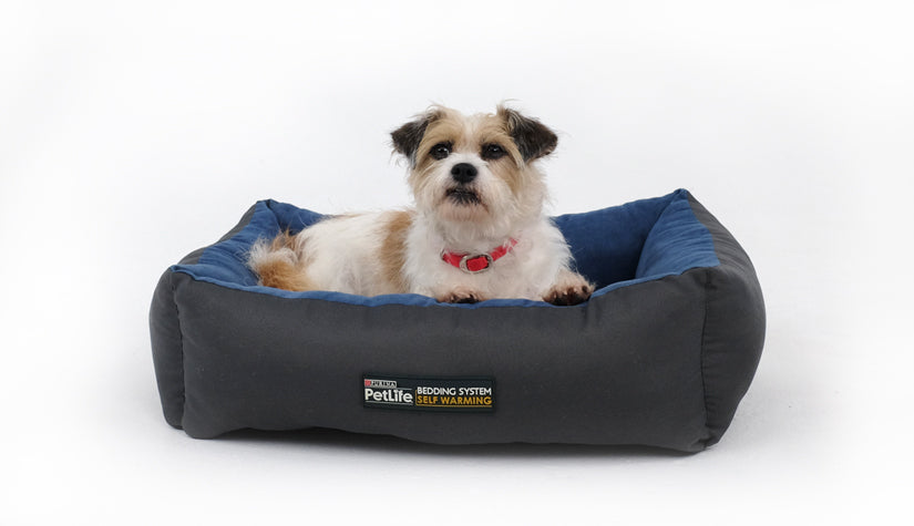 Purina Pet Life Self Warming Bed Blue/Charcoal S/M