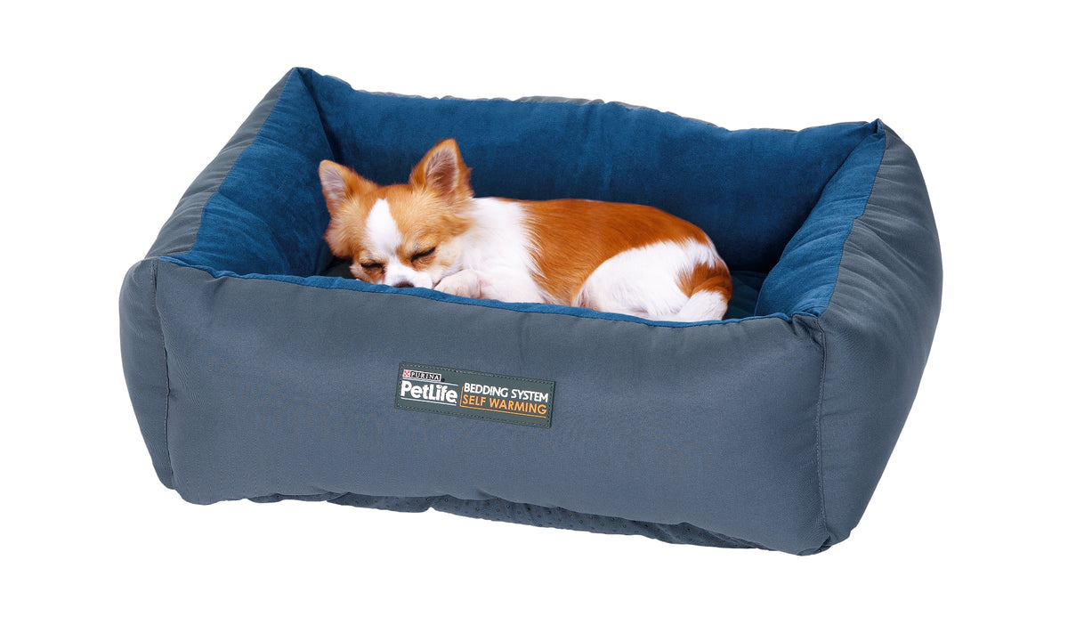 Purina Pet Life Self Warming Bed Blue/Charcoal S/M