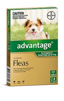Advantage Dog Green Up To 4Kg 4 Pack