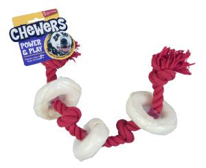 Yours drooly Rope & Rawhide Rings Toy 45cm 