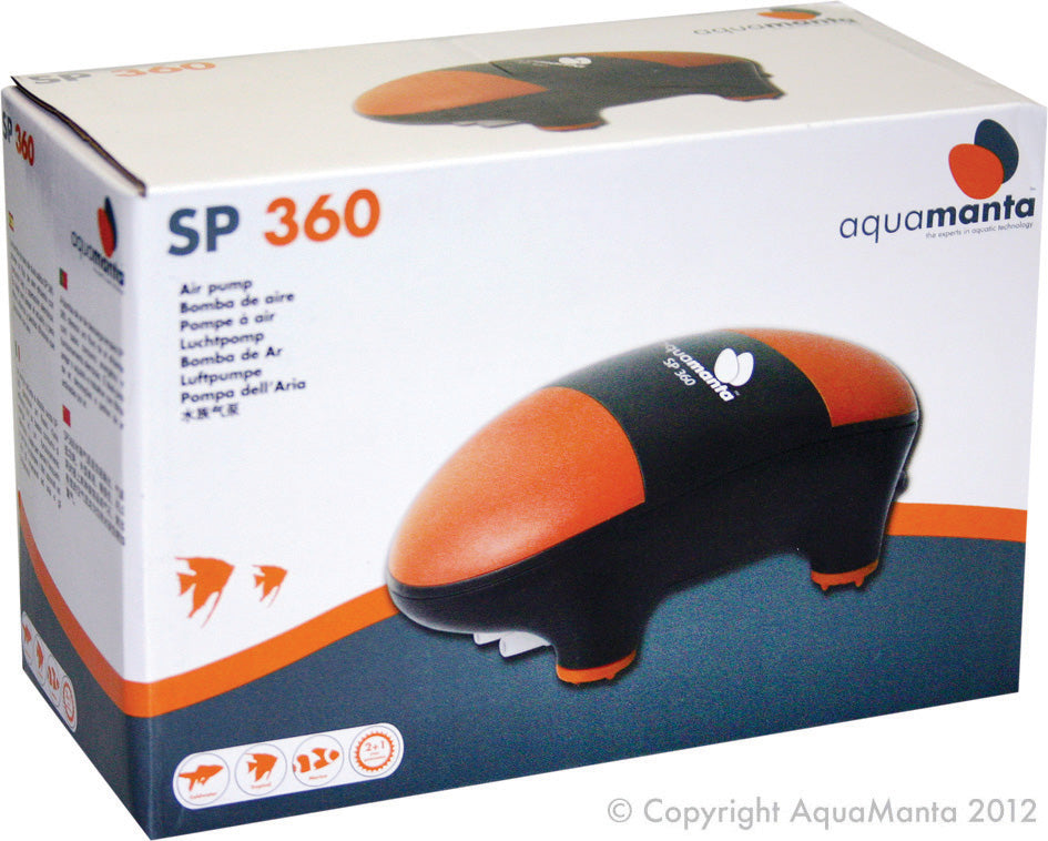 Aquamanta Air Pump Sp360 Twin Outlet 2 X 180L/Hr
