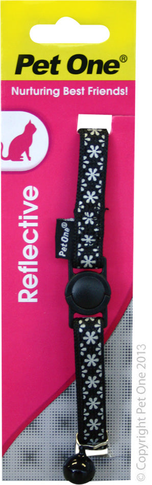 COLLAR CAT REFLECTIVE 10MM 15-22.5CM BLACK