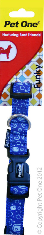 Y COLLAR NYLON WOVEN PATTN ADJ 18 TO 25CM 12MM BL BL