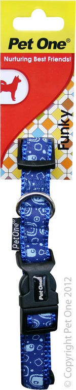 COLLAR NYLON ADJUST WOVEN PATTERN 15MM 30-45CM BLUE