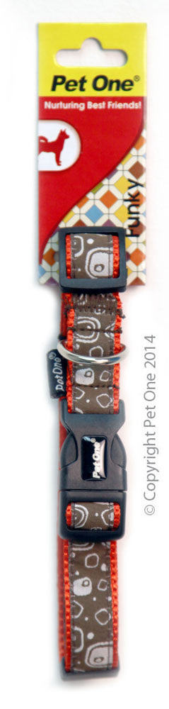 COLLAR NYLON ADJUST WOVEN PATTERN 15MM 30-45CM ORANGE