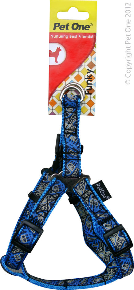 Y HARNESS NYLON WOVEN PATTN ADJ 15 TO 22CM 12MM BL BL