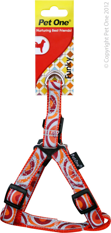 HARNESS NYLON WOVEN PATTERN ADJ 25-40CM 15MM ORANGE