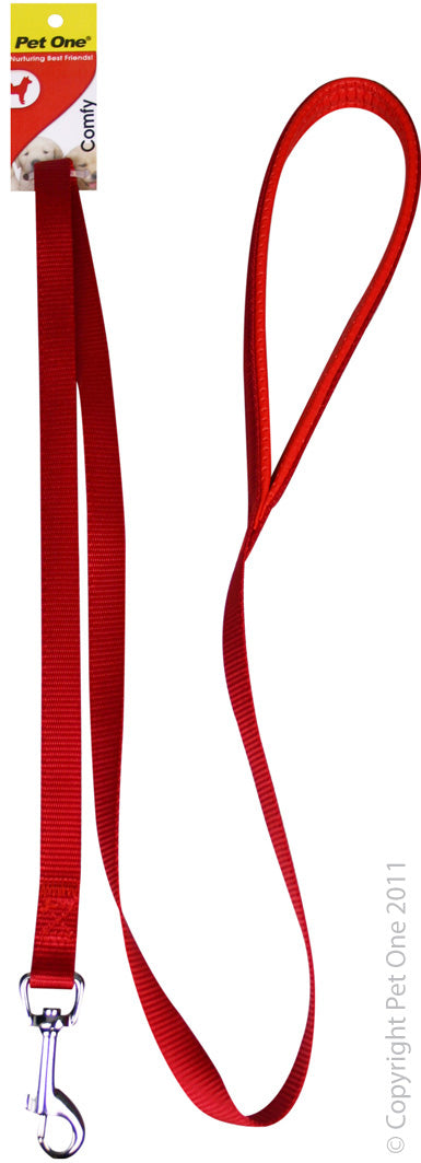 Pet One Padded Leash Red [Sz:122cm 15mm]