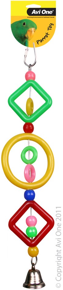 Avi One Bird Toy Acrylic 2 Diamonds/Ring/Bell 30Cm L