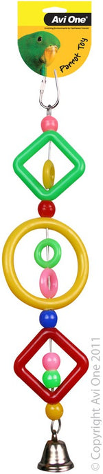 Avi One Bird Toy Acrylic 2 Diamonds/Ring/Bell 30Cm L