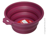 Pet One Bowl Silicone Round Travel Bowl 745ml Burgandy