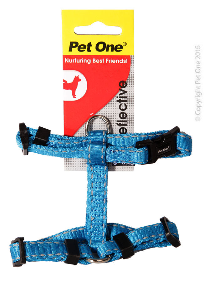 Pet One Harness Nylon Refl 10Mm Aq