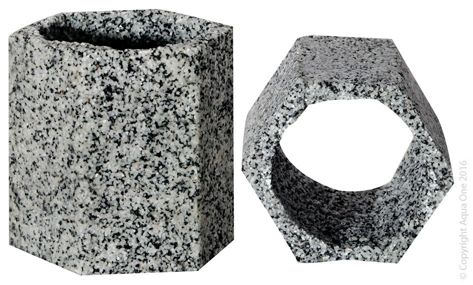 Aqua One Ornament Hex Cave Resin 8x7x8Cm Granite