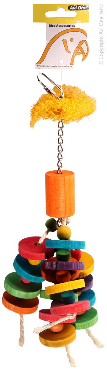 Avi One Parrot Toy Wooden Discs With Beads 15X29Cm