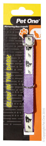 Pet One Cat Collar Nylon Glow In the Dark - Purple