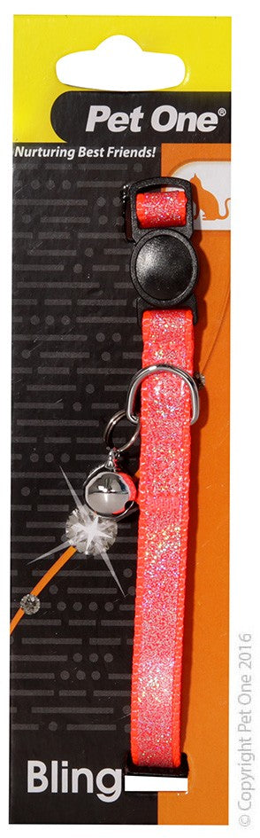 Pet One Cat Collar Sparkle with Breakaway Clip orange 30cm