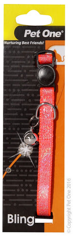 Pet One Cat Collar Sparkle with Breakaway Clip orange 30cm