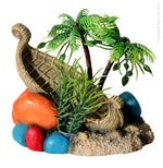 HERMIT CRAB SHIP WRECK W/PALM TREE 11.X9.5X9.5CM