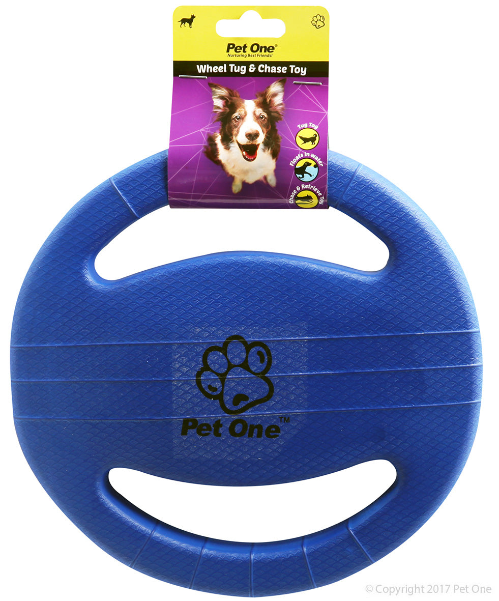 Pet One Dog Toy Tug & Chase Wheel (blue)