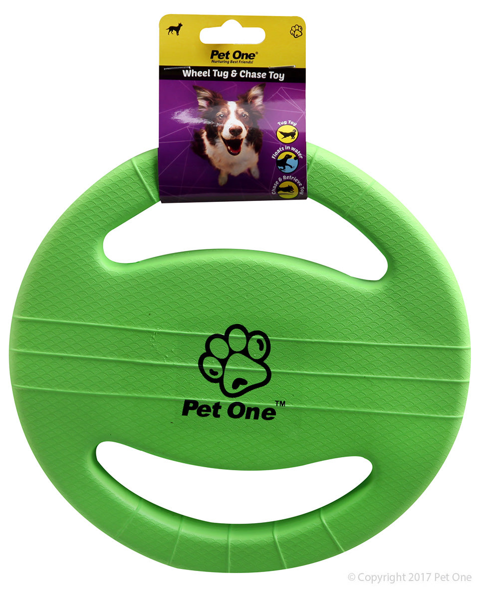 Pet One Dog Toy Tug & Chase Wheel (green)