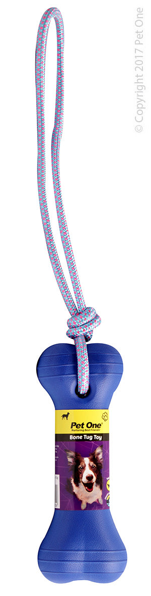 Pet One Dog Toy Tug Bone (blue)
