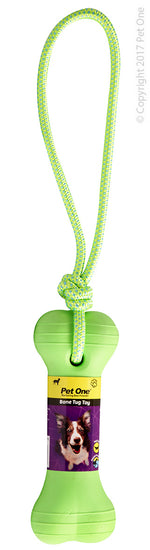 Pet One Dog Toy Tug Bone (green)