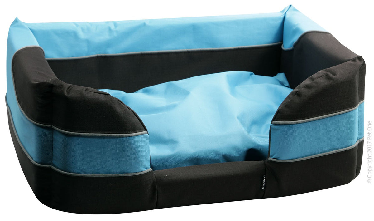 Pet One Bed Stay Dry Basket 75cm x 55cm x 28cm Black & Blue