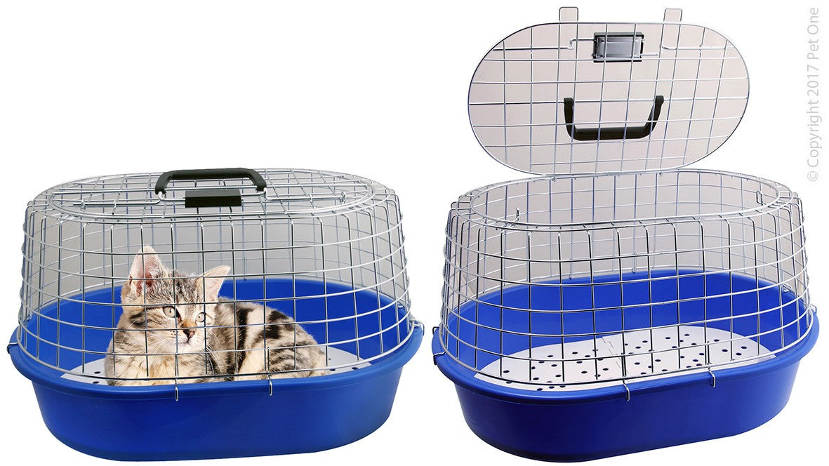 Pet One Cat Carry Cage Wire 58L X 40W X 33H Blue