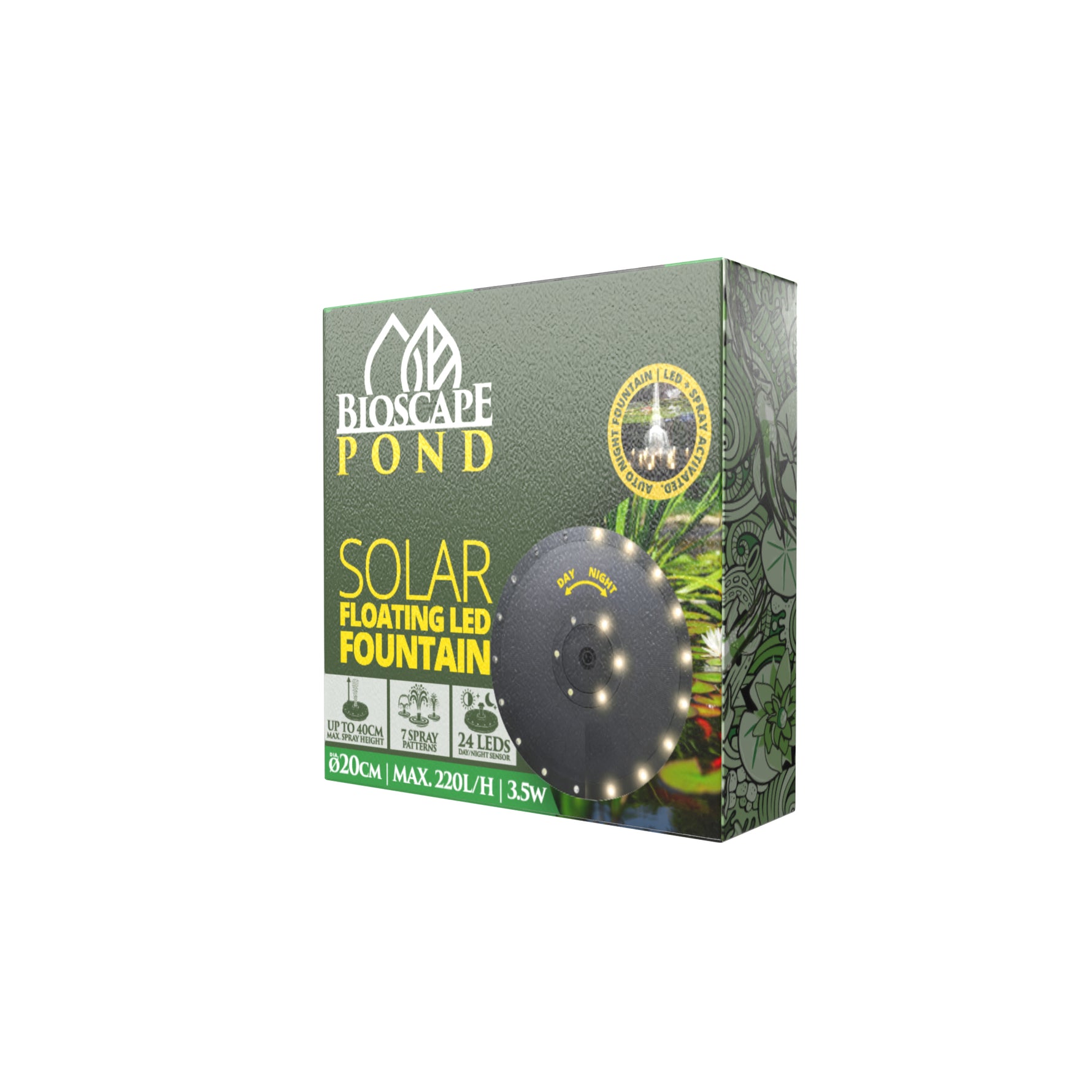 Bioscape Floating Solar Fountain with Lights 20cm