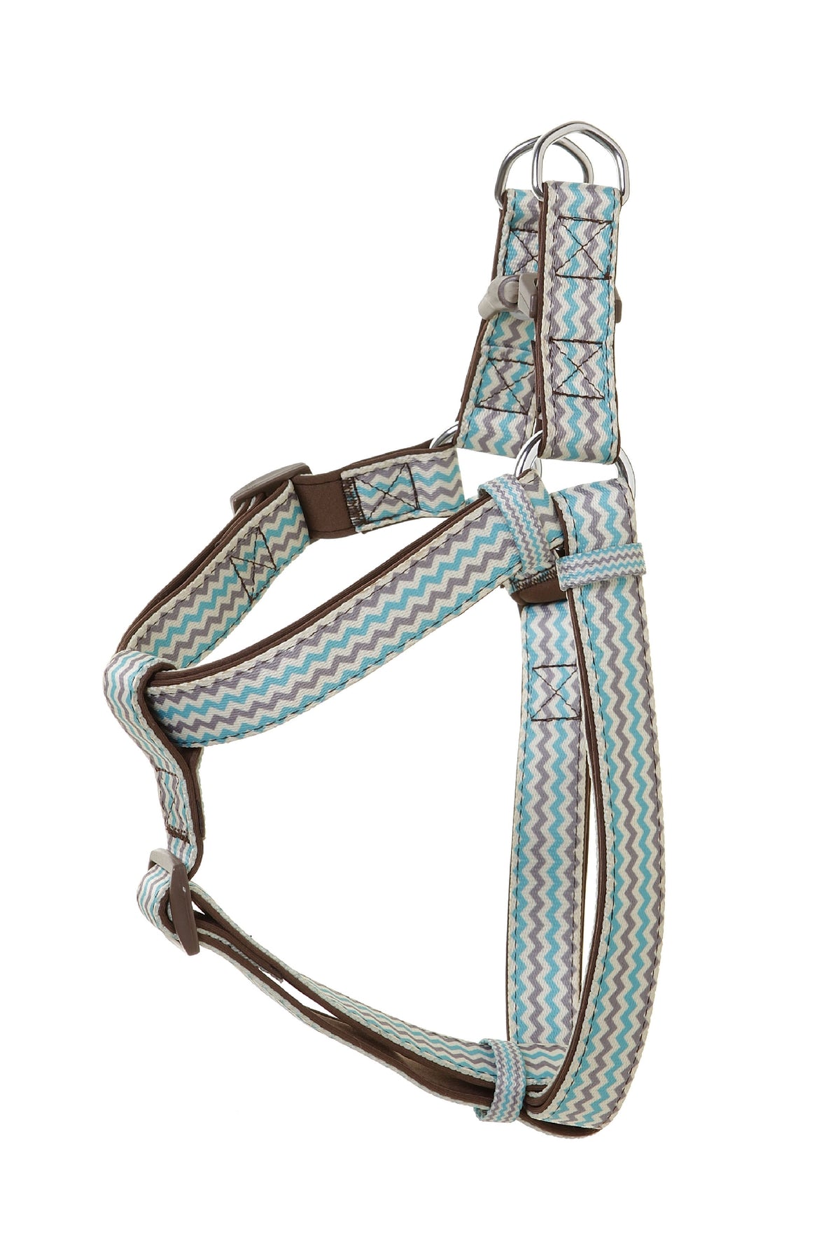 Doog Benji Harness - Brown & Blue Zigzag [Sz:X Small]