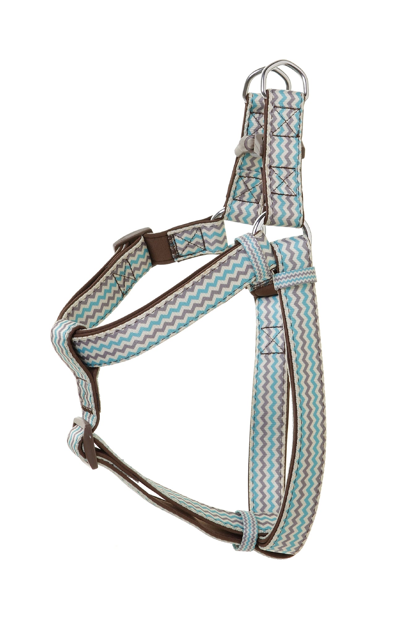 Doog Benji Harness - Brown & Blue Zigzag [Sz:X Small]