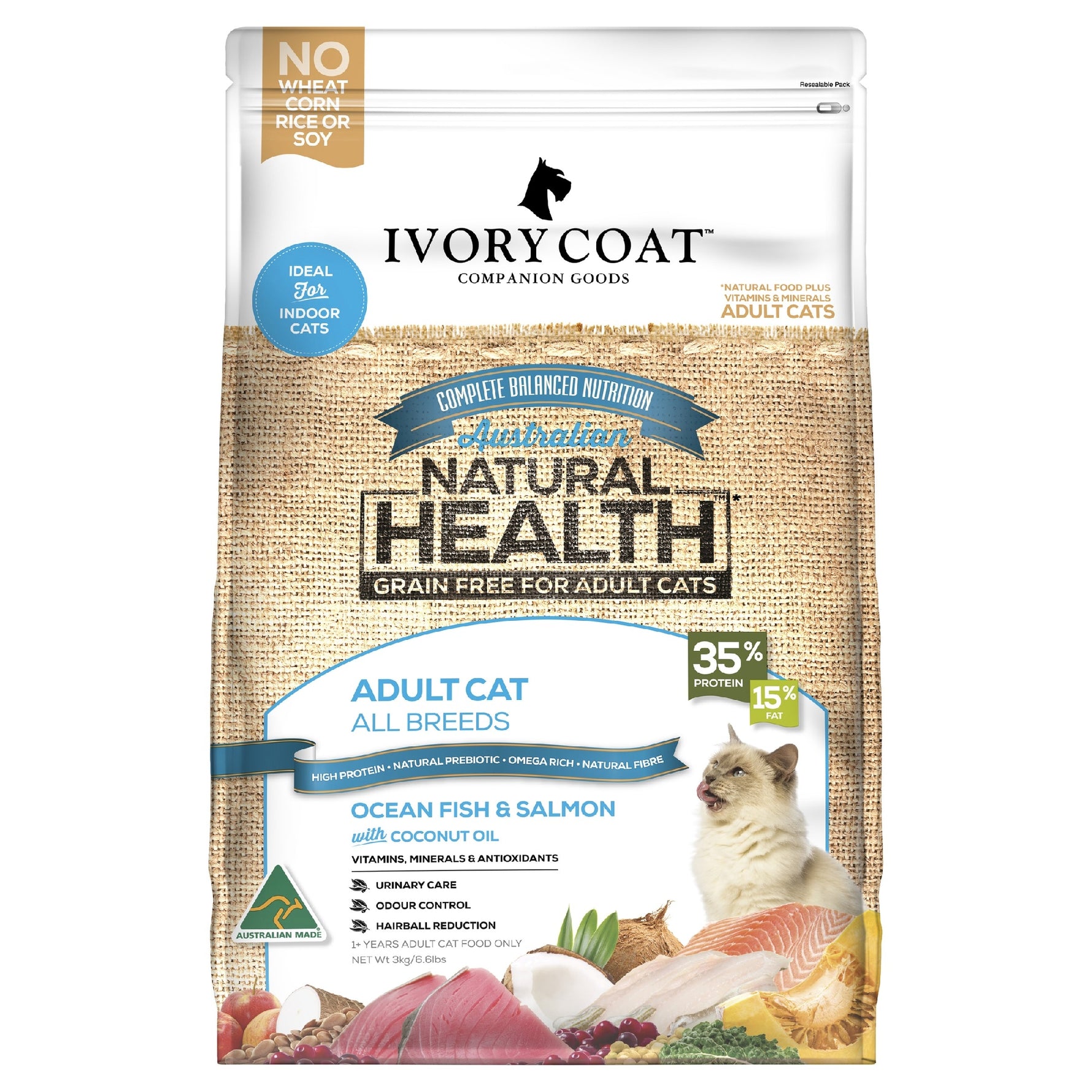 Ivory Coat  Ocean Fish Salmon Dry Cat Food 3kg